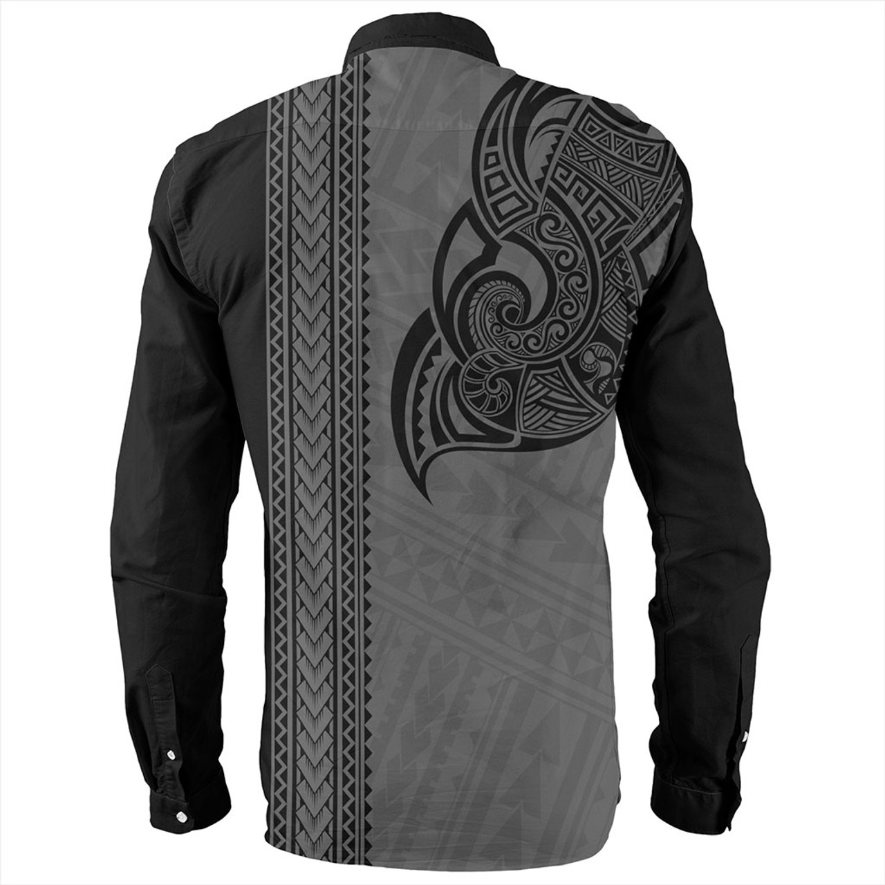 American Samoa Long Sleeve Shirt Polynesia Tribal Tattoo Grey