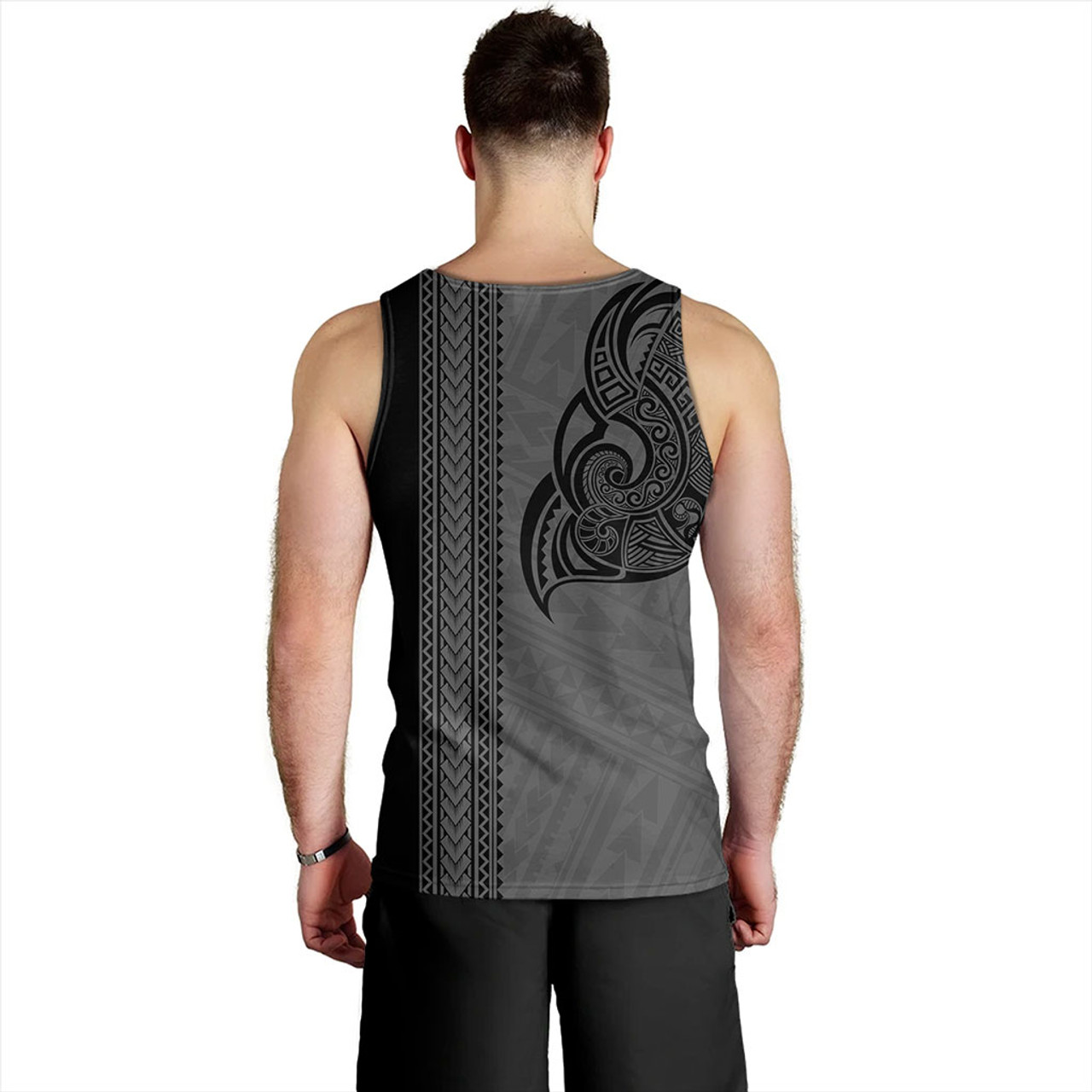 Vanuatu Tank Top Polynesia Tribal Tattoo Grey