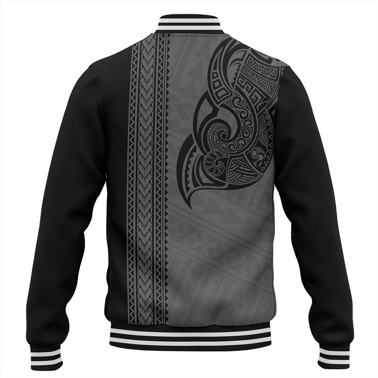 Guam Baseball Jacket Polynesia Tribal Tattoo Grey