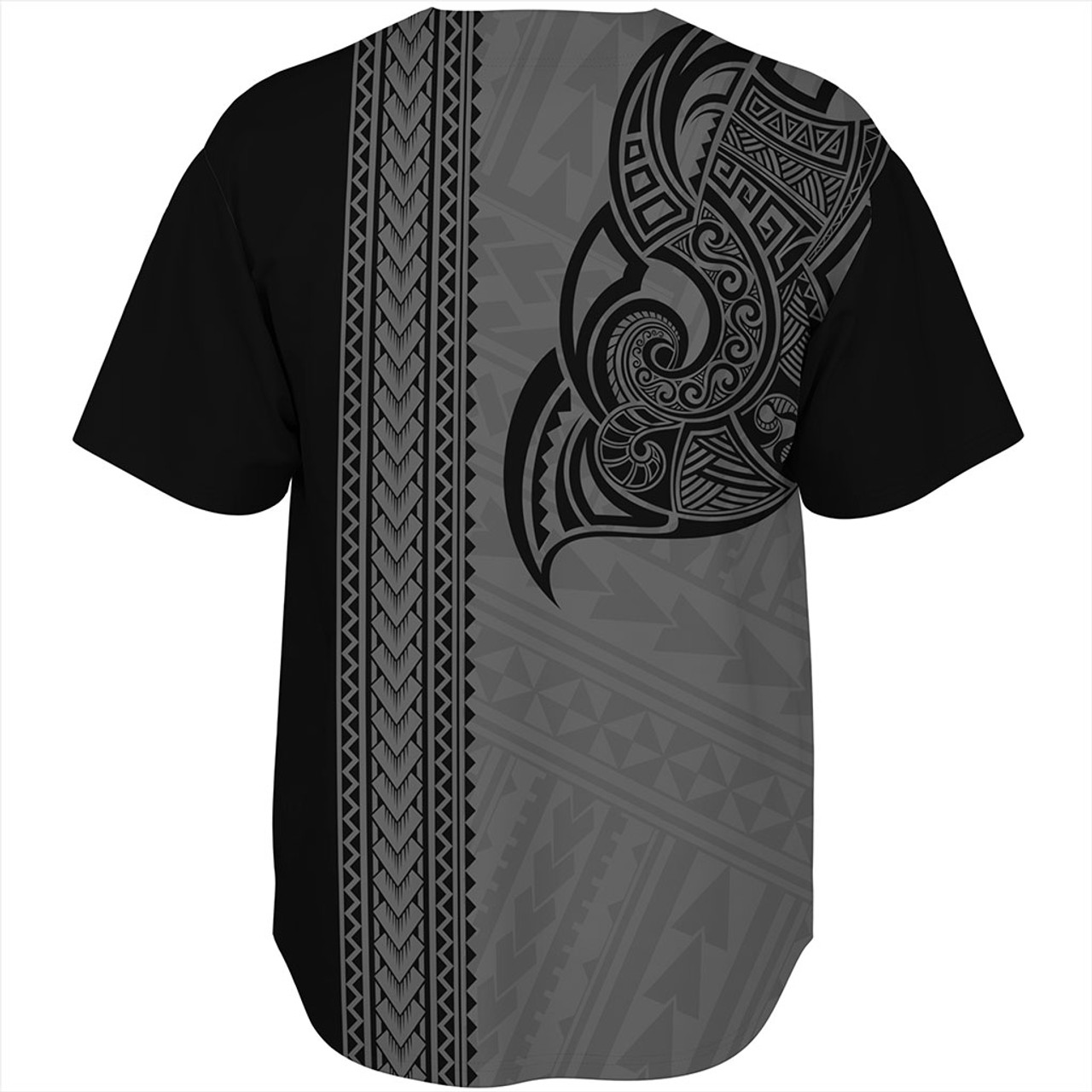 Tonga Baseball Shirt Polynesia Tribal Tattoo Grey