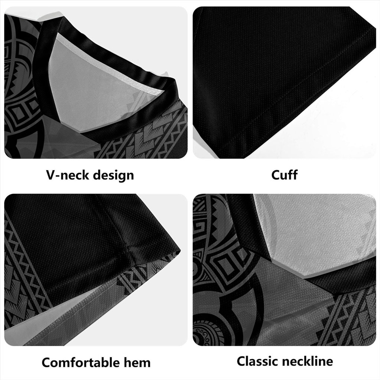 Samoa Rugby Jersey Polynesia Tribal Tattoo Grey