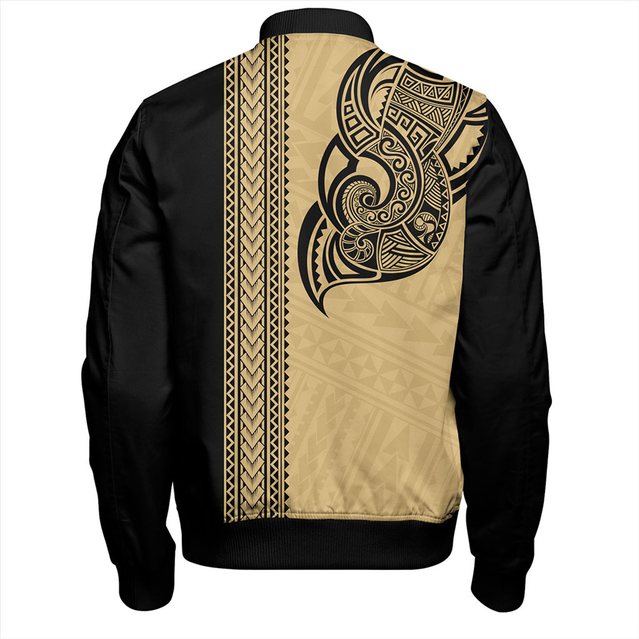 American Samoa Bomber Jacket Polynesia Tribal Tattoo Gold