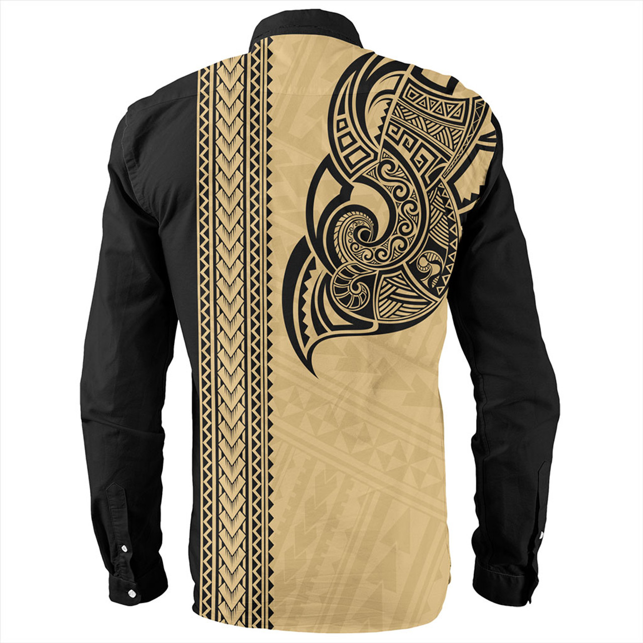 Vanuatu Long Sleeve Shirt Polynesia Tribal Tattoo Gold
