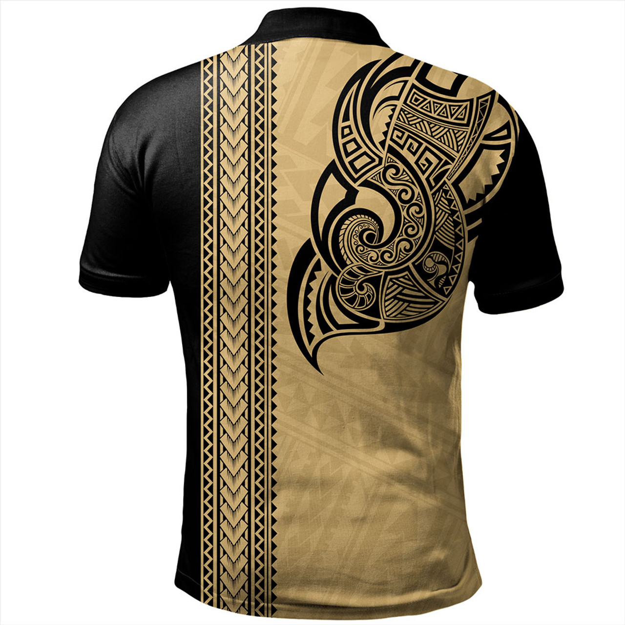 Samoa Polo Shirt Polynesia Tribal Tattoo Gold