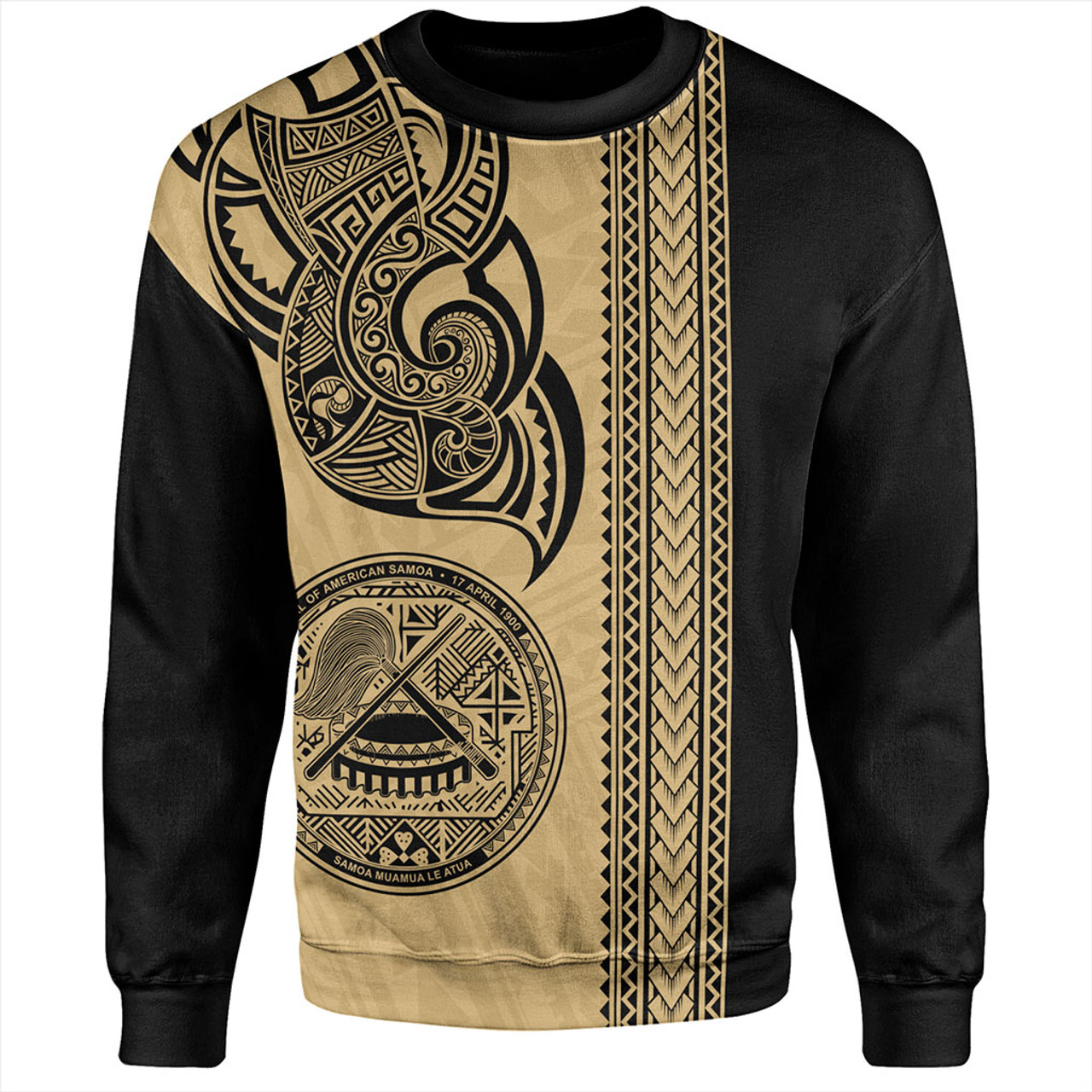 American Samoa Sweatshirt Polynesia Tribal Tattoo Gold