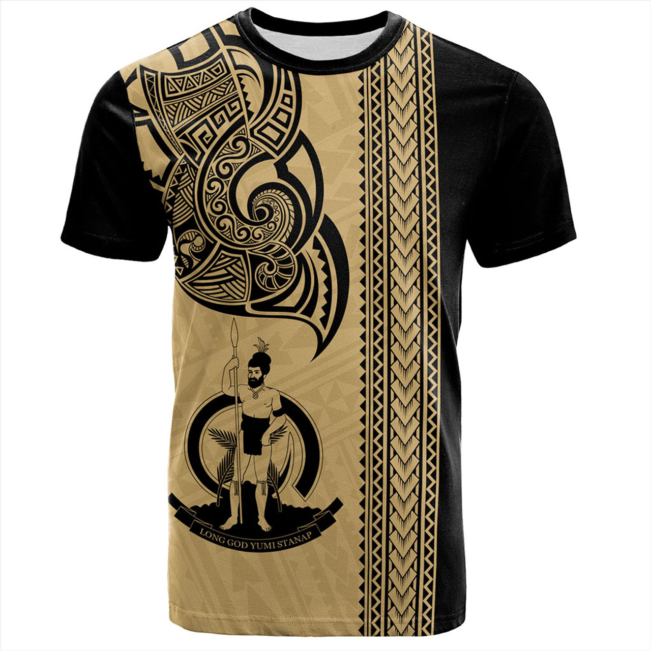 Vanuatu T-Shirt Polynesia Tribal Tattoo Gold