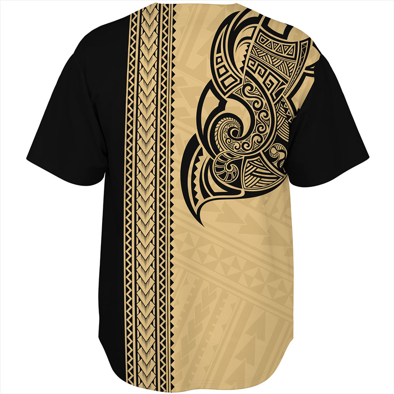 Samoa Baseball Shirt Polynesia Tribal Tattoo Gold
