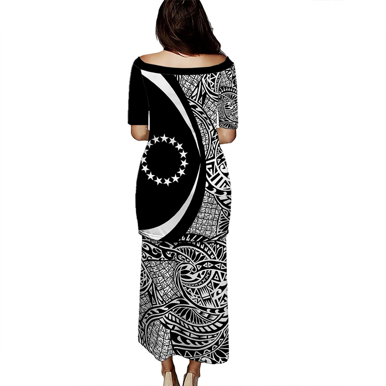 Cook Islands Puletasi Coat Of Arms Lauhala Circle Style