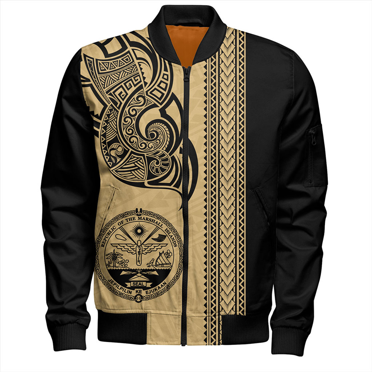 Marshall Islands Bomber Jacket Polynesia Coat Of Arms Tribal Tattoo