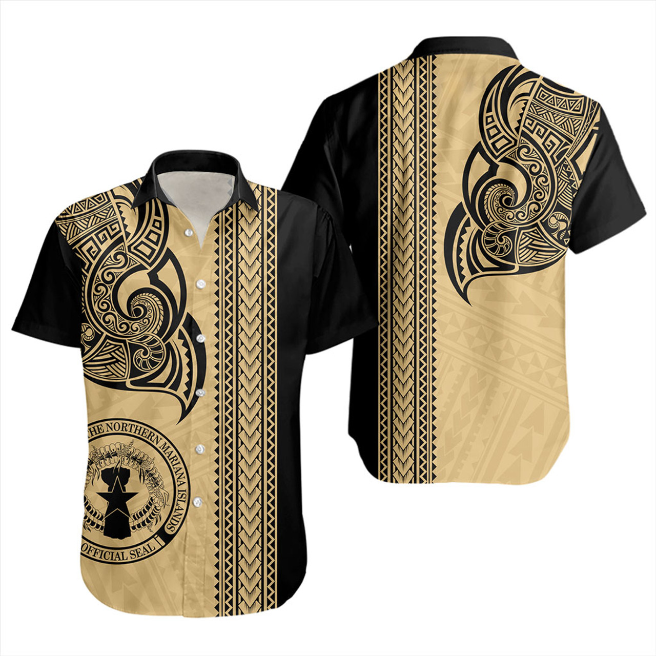 Northern Mariana Islands Short Sleeve Shirt Polynesia Coat Of Arms Tribal Tattoo