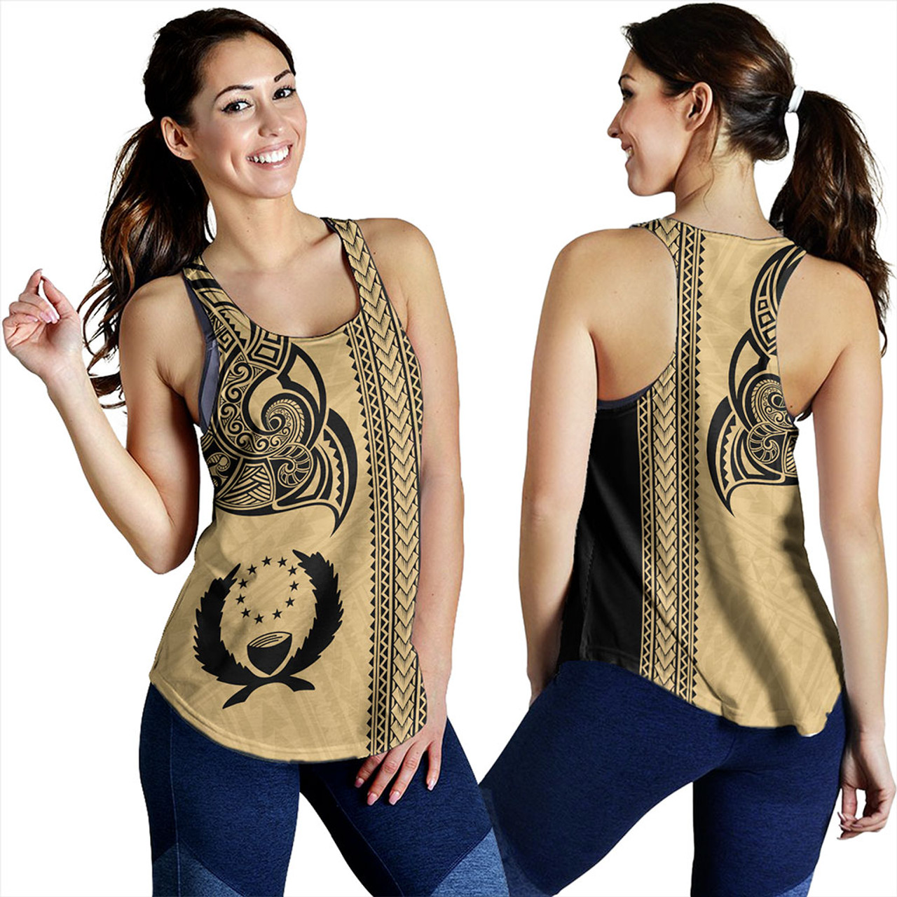 Pohnpei State Women Tank Polynesia Coat Of Arms Tribal Tattoo