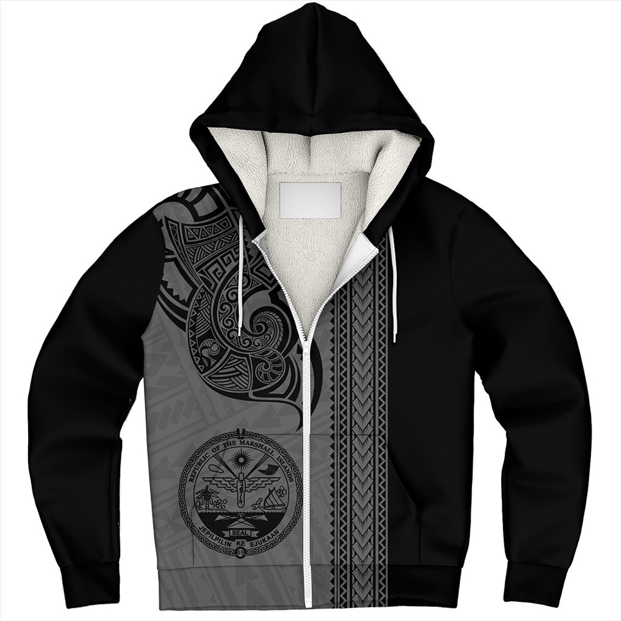 Marshall Islands Sherpa Hoodie Polynesia Coat Of Arms Tribal Tattoo