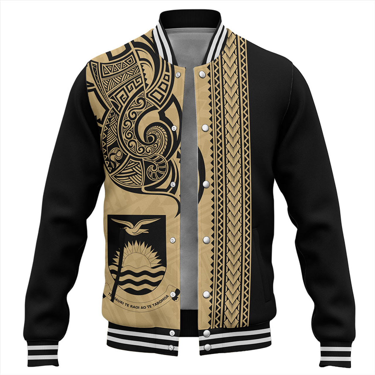 Kiribati Baseball Jacket Polynesia Coat Of Arms Tribal Tattoo