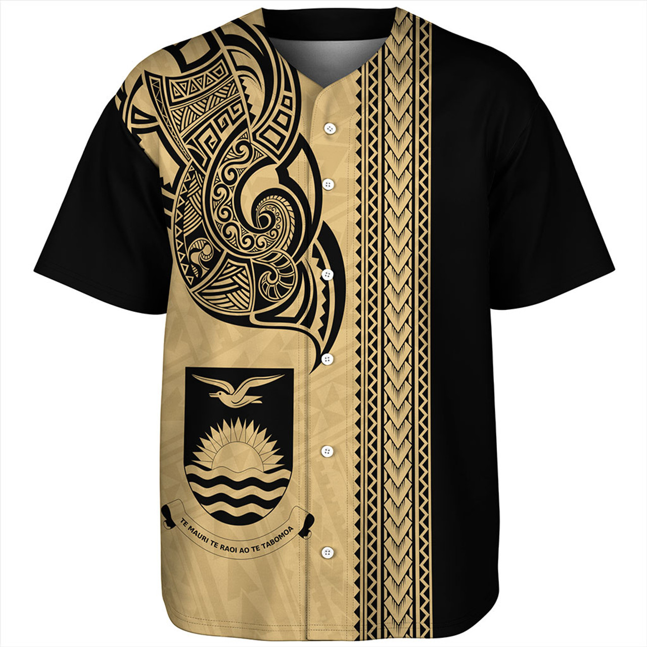 Kiribati Baseball Shirt Polynesia Coat Of Arms Tribal Tattoo