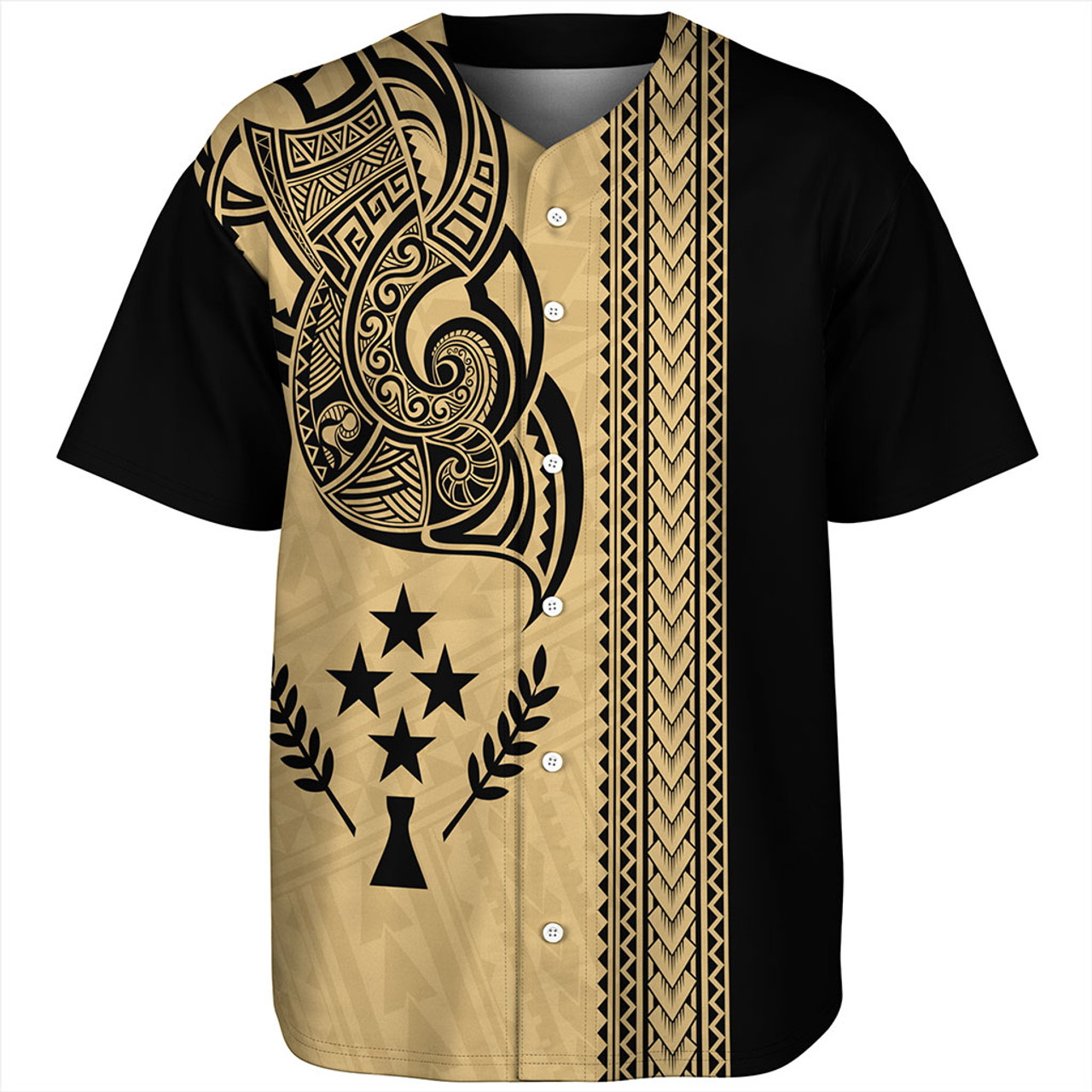 Kosrae Baseball Shirt Polynesia Coat Of Arms Tribal Tattoo