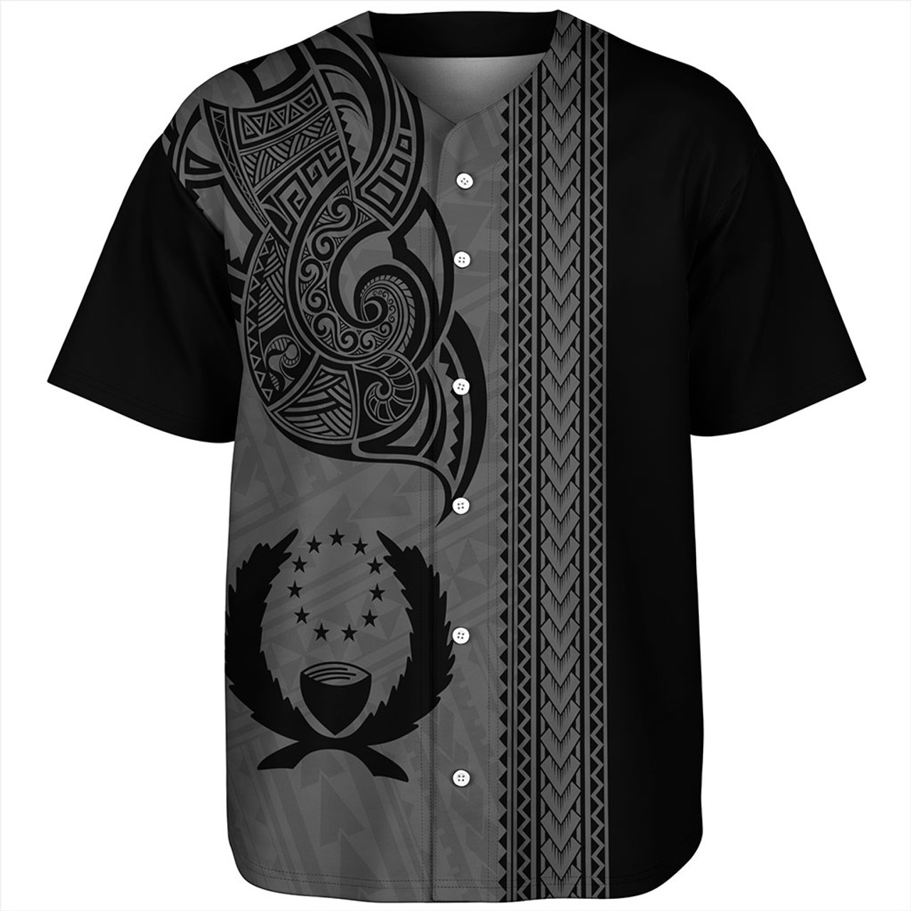 Pohnpei State Baseball Shirt Polynesia Coat Of Arms Tribal Tattoo
