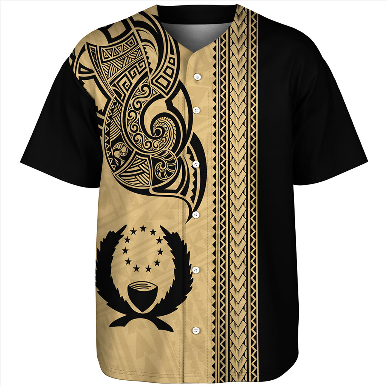 Pohnpei State Baseball Shirt Polynesia Coat Of Arms Tribal Tattoo