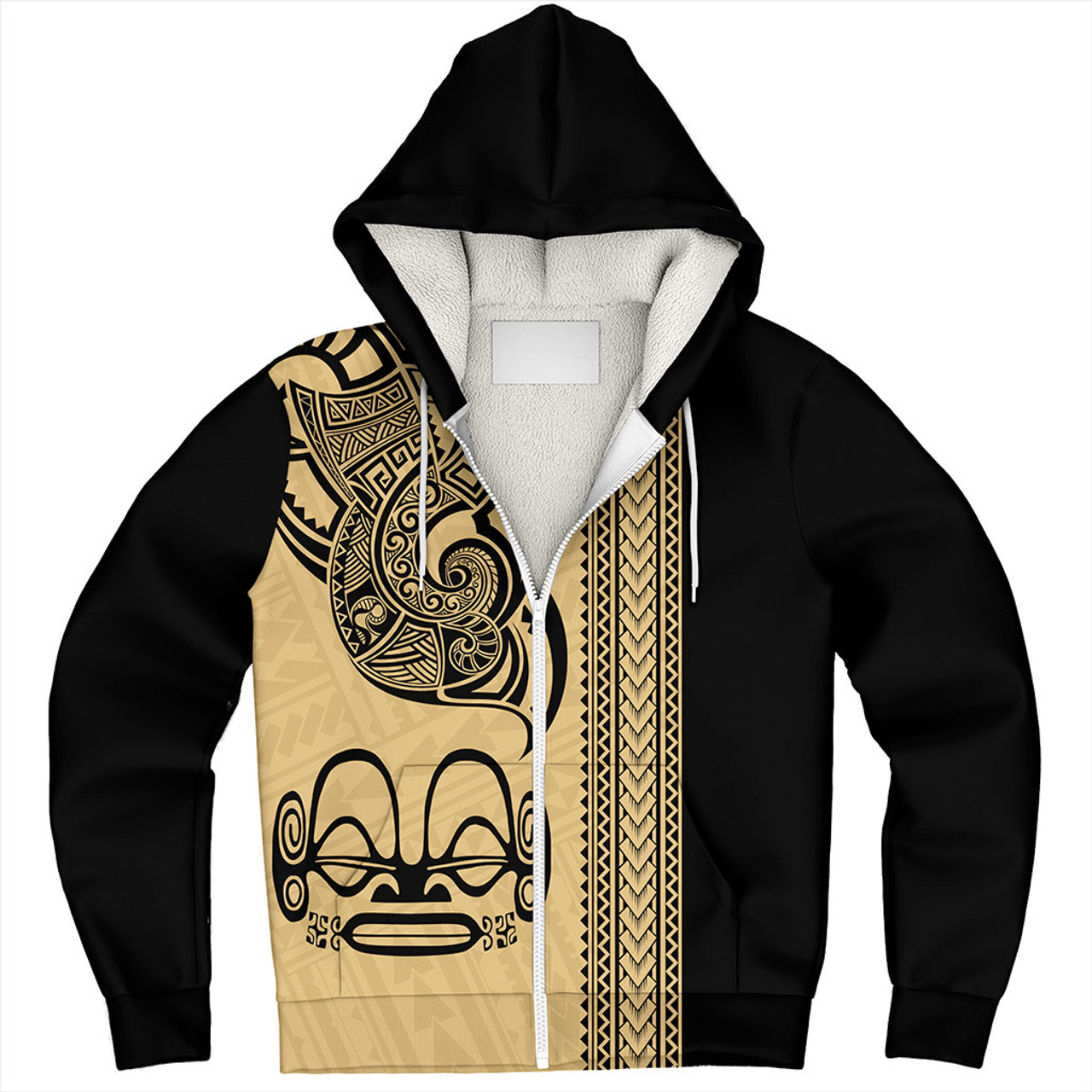 Marquesas Islands Sherpa Hoodie Polynesian Coat Of Arms Tribal Tattoo