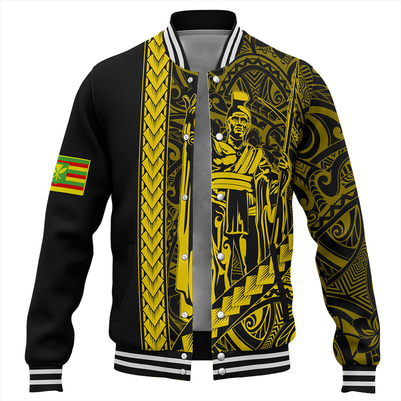 Hawaii Baseball Jacket Tribal Polynesian Kanaka Maoli King Kamehameha