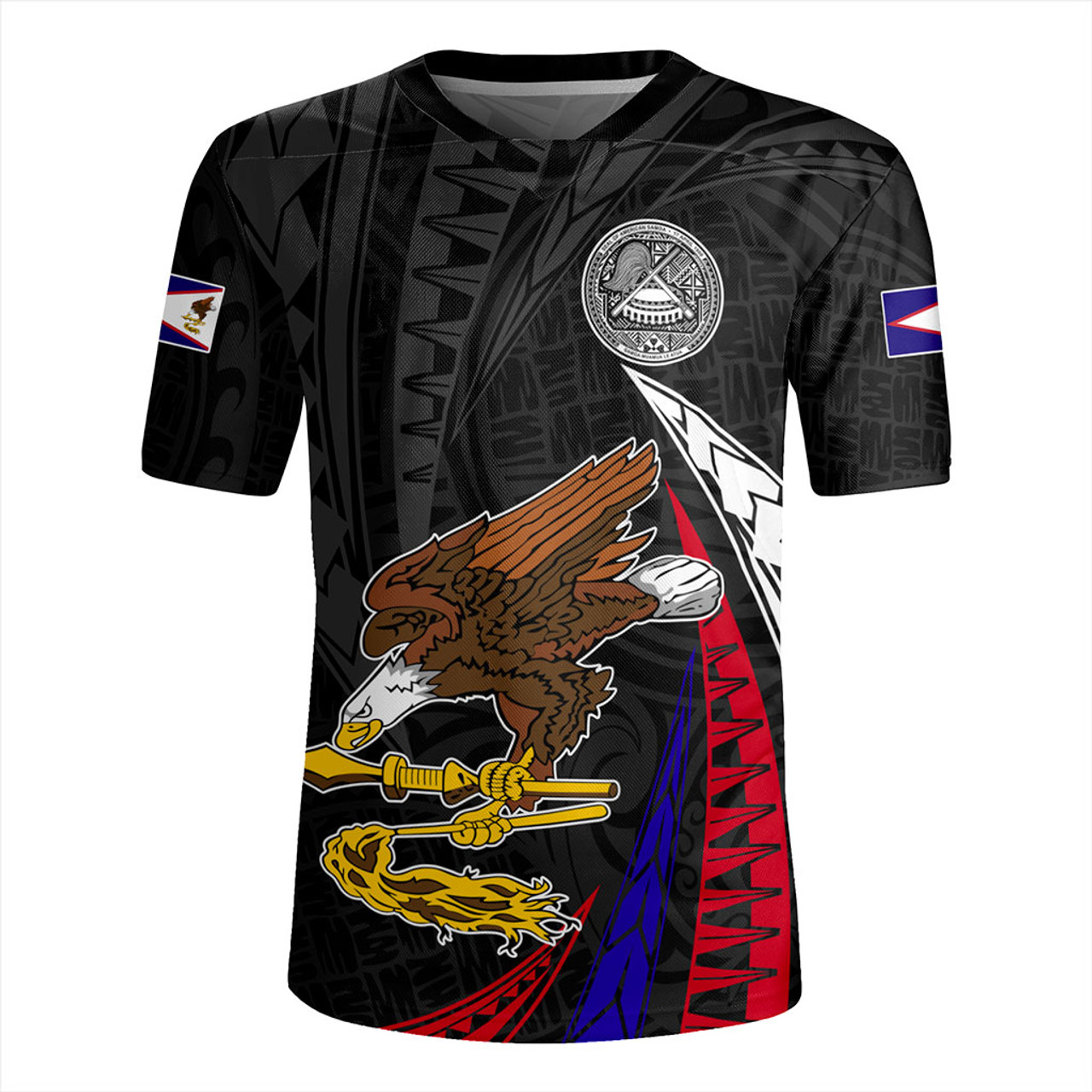 American Samoa Rugby Jersey Polynesia Tribal Wave