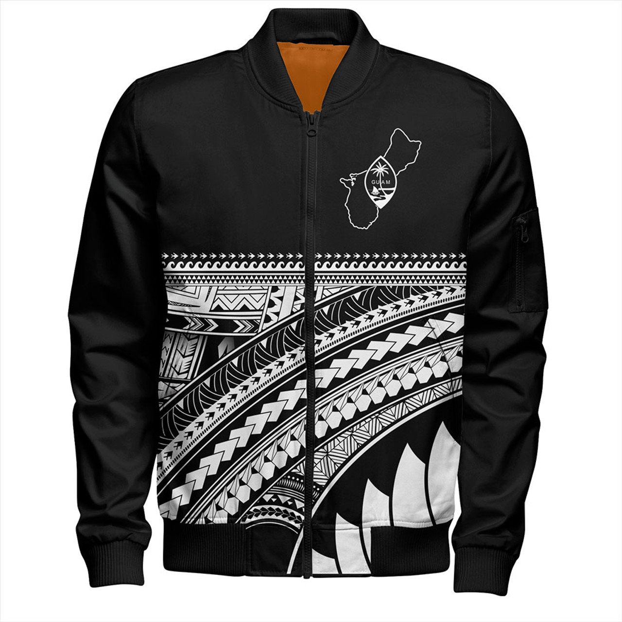 Guam Bomber Jacket Micronesian Map Tribal Style