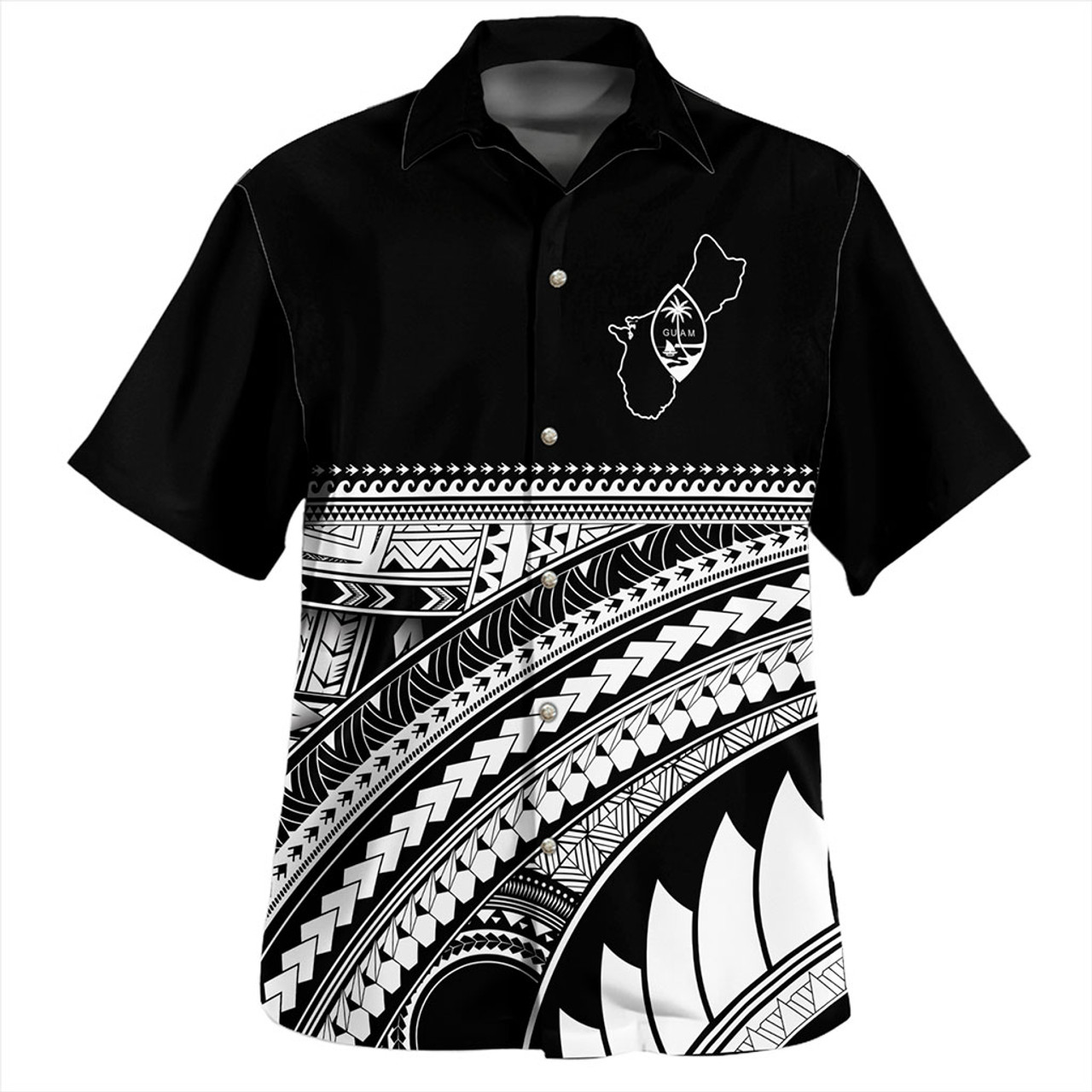 Guam Hawaiian Shirt Micronesian Map Tribal Style