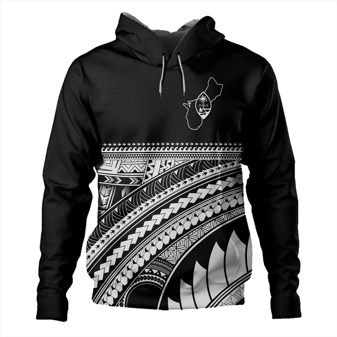 Guam Hoodie Micronesian Map Tribal Style