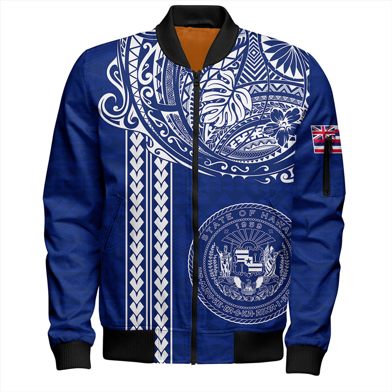 Hawaii Bomber Jacket State of Hawaii Polynesian Tribal Classic Style