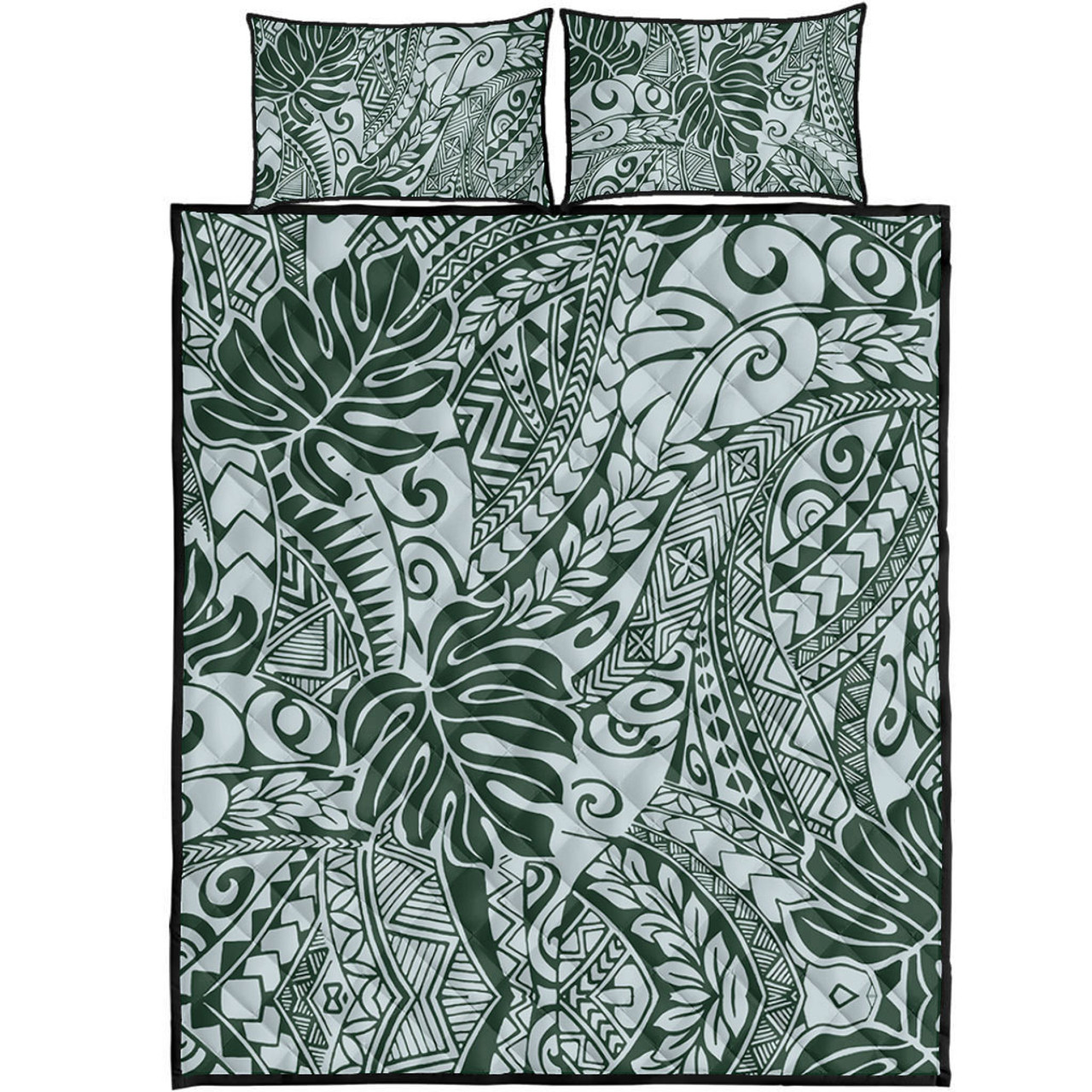 Hawaii Quilt Bed Set Tribal Pattern Leaf