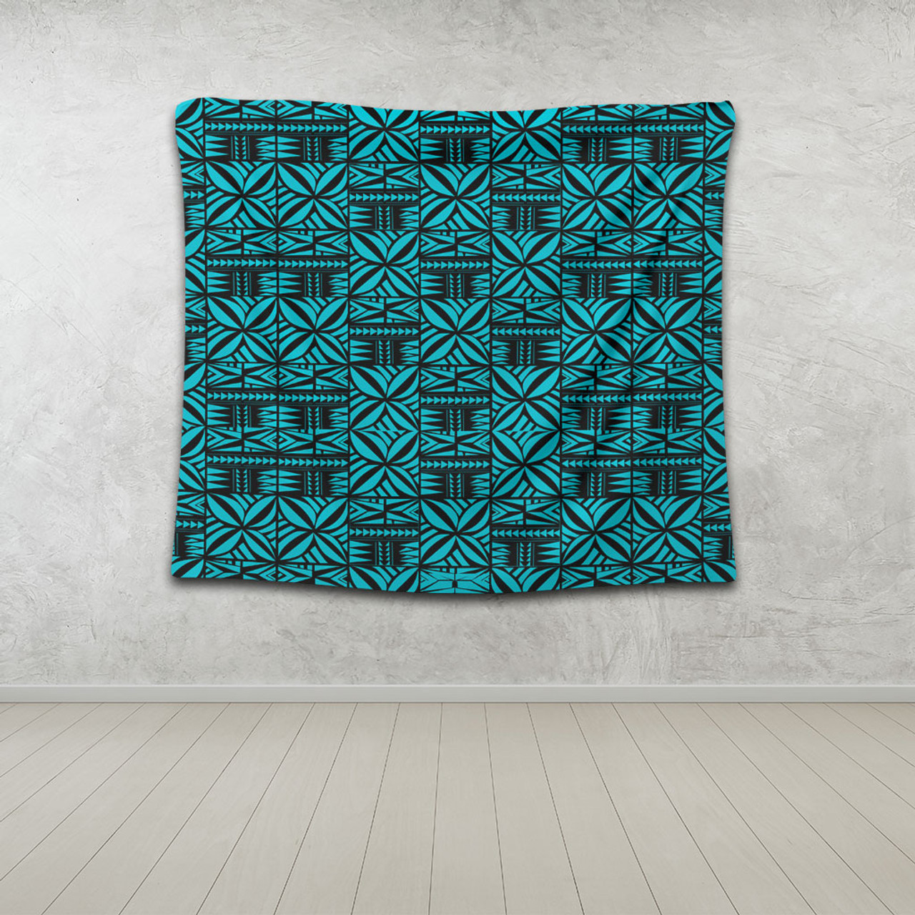 Samoa Tapestry Design Stretch Print Fabric Turquoise