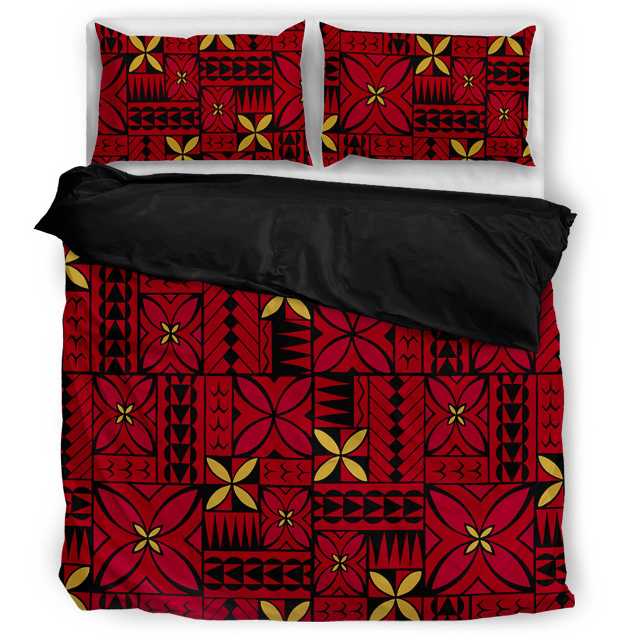 Samoa Bedding Set Siapo Design Tribal Pattern Red