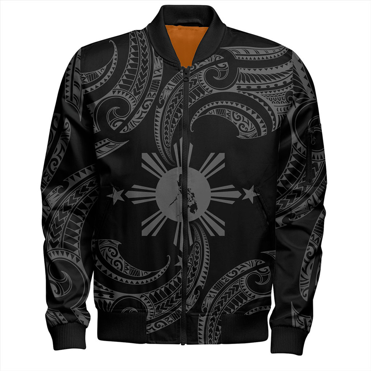 Philippines Filipinos Bomber Jacket Tribal Polynesian Wave Tattoo