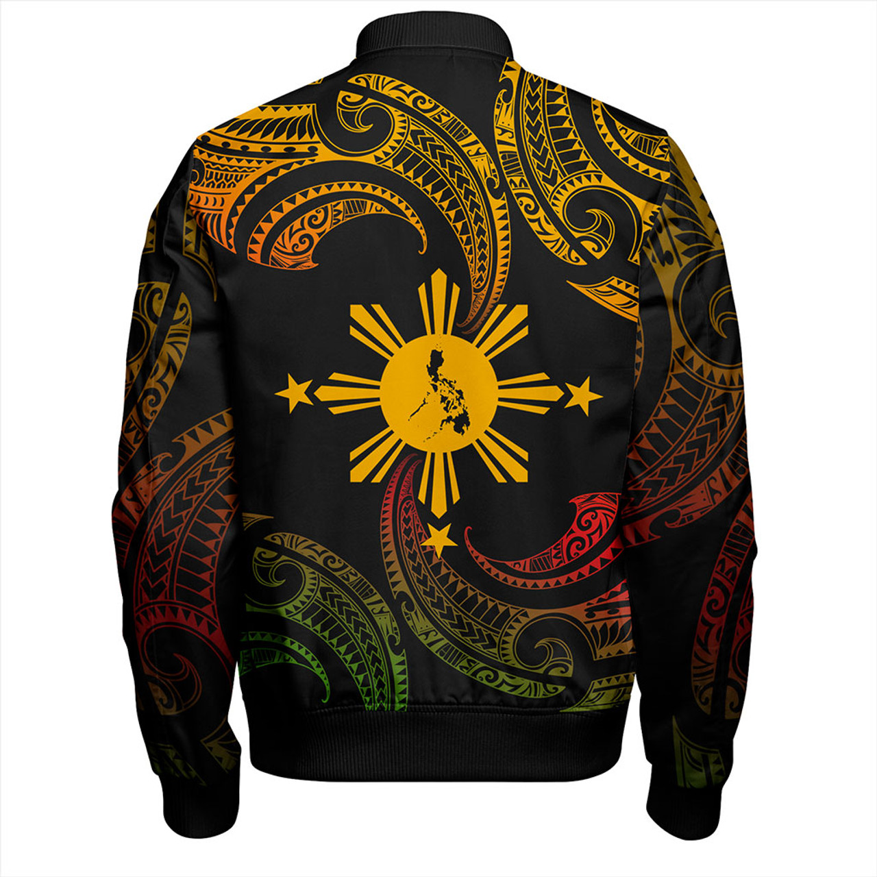 Philippines Filipinos Bomber Jacket Tribal Polynesian Wave Tattoo