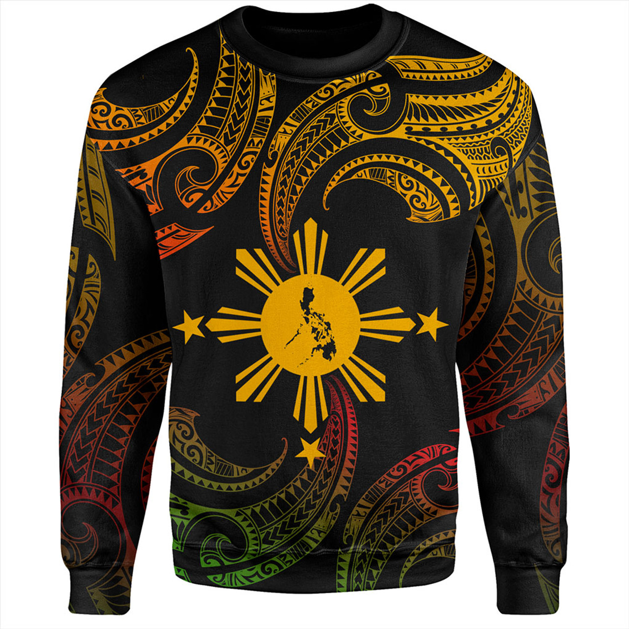 Philippines Filipinos Sweatshirt Tribal Polynesian Wave Tattoo