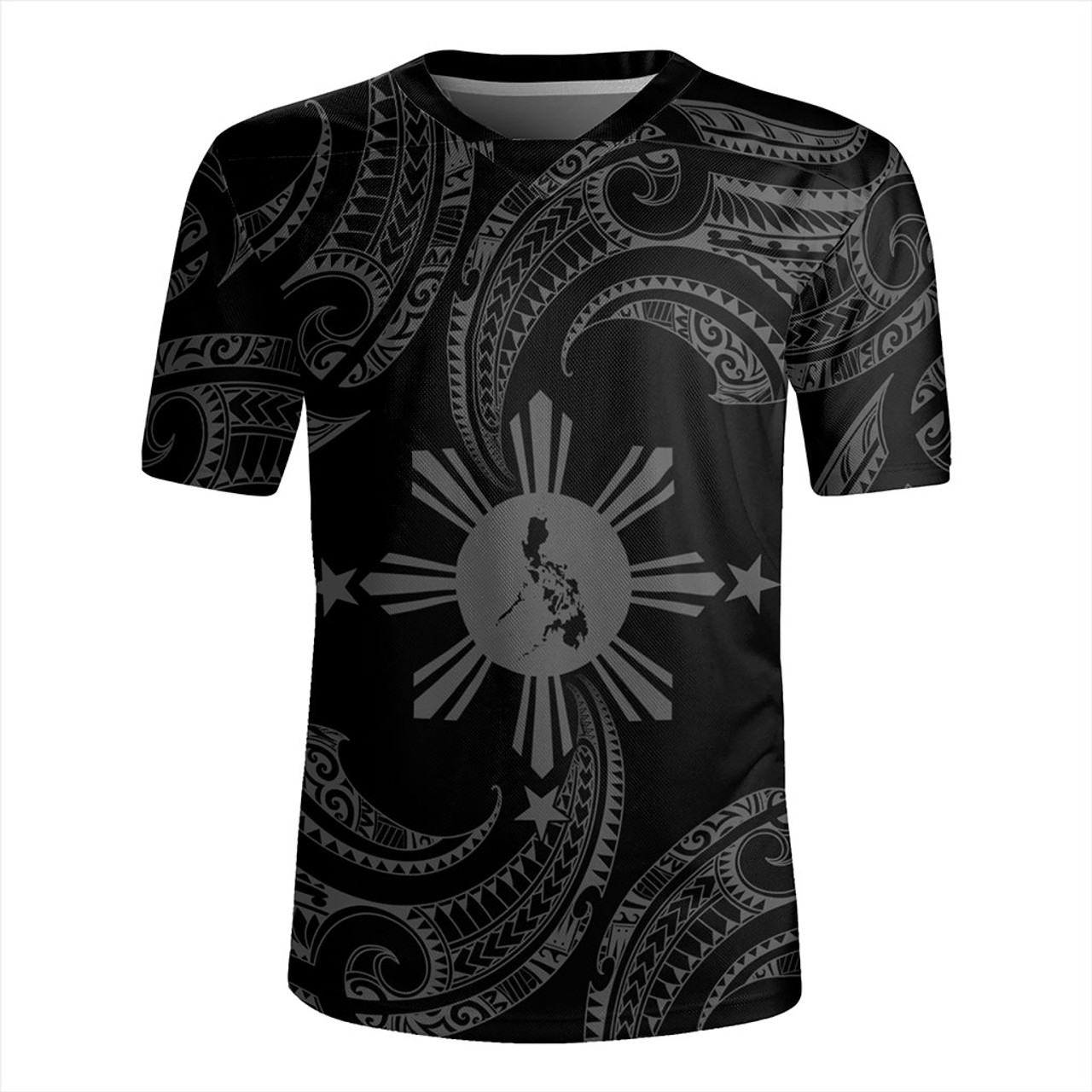 Philippines Filipinos Rugby Jersey Tribal Polynesian Wave Tattoo
