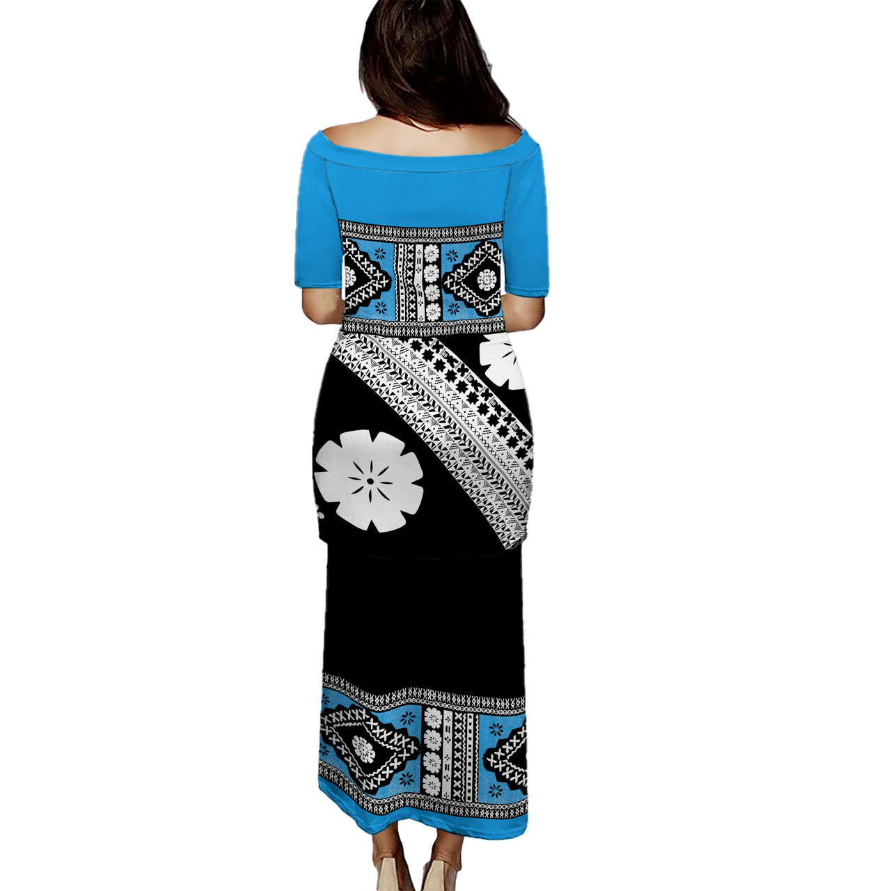 Fiji Combo Puletasi And Shirt Traditional Design Tapa Clothes