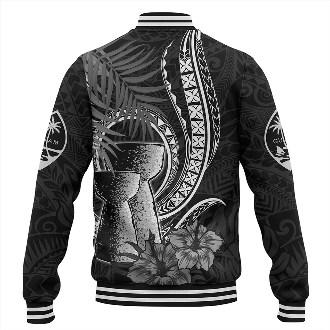 Guam Baseball Jacket Tribal Latte Stone Tropical Style