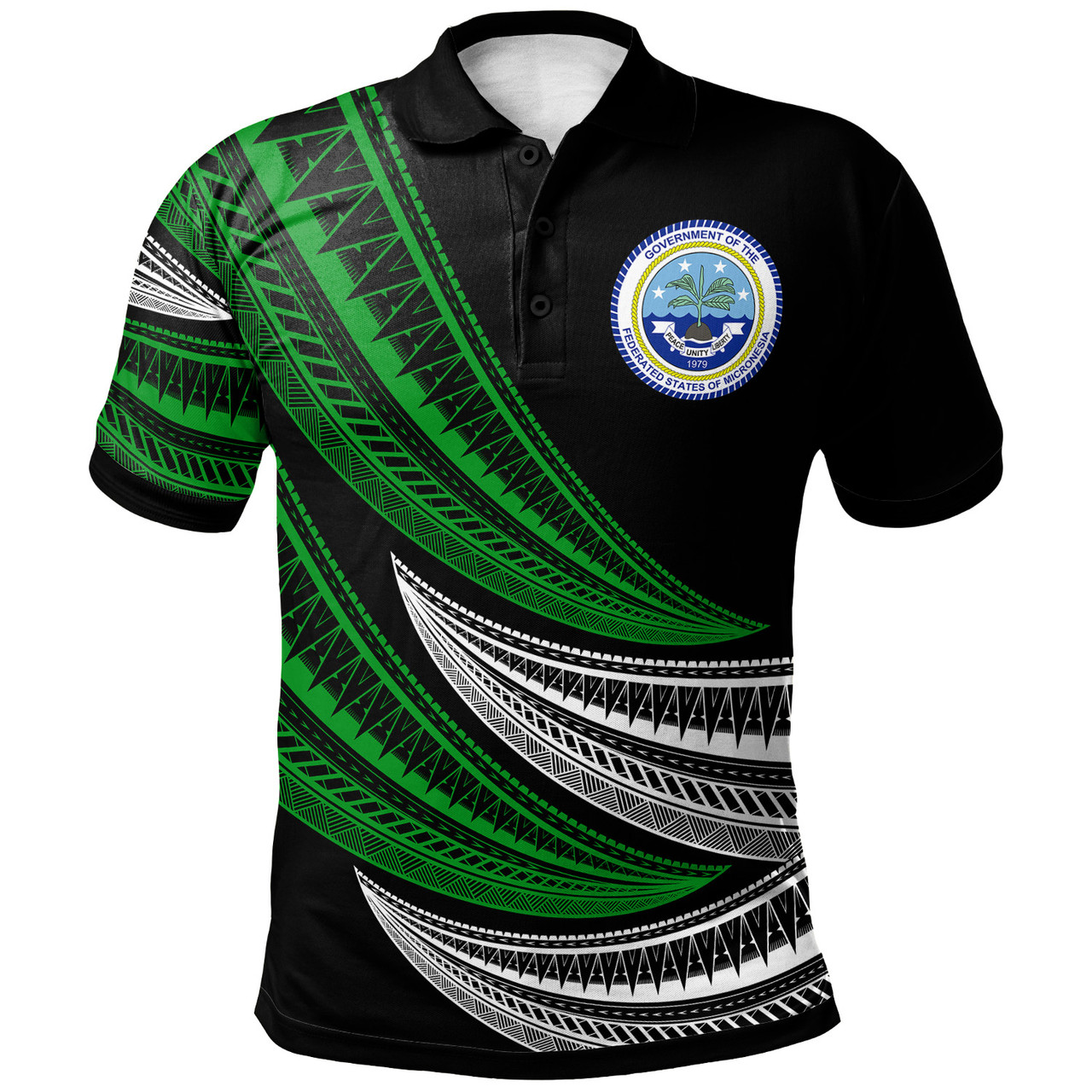 Federated States Of Micronesia Custom Personalised Polo Shirt - Wave Pattern Alternating