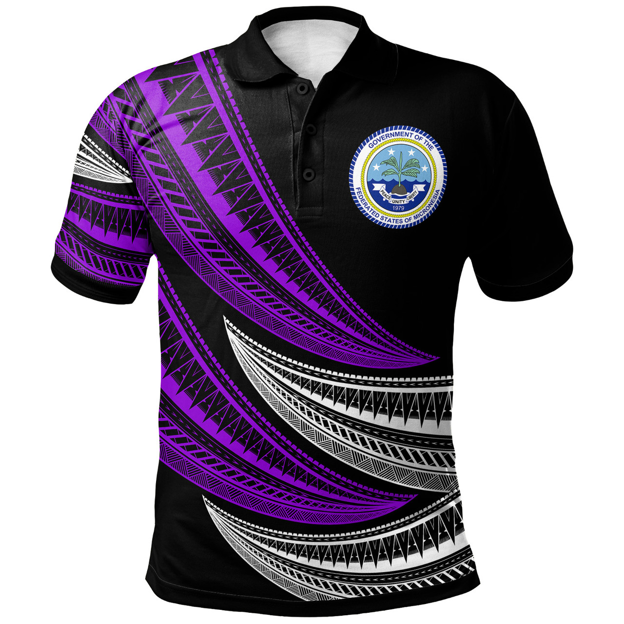 Federated States Of Micronesia Custom Personalised Polo Shirt - Wave Pattern Alternating