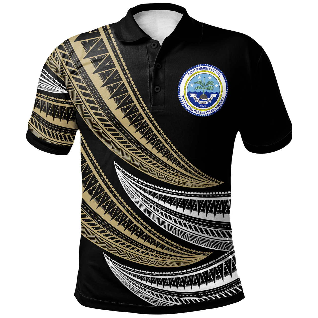Federated States Of Micronesia Custom Personalised Polo Shirt - Wave Pattern Alternating