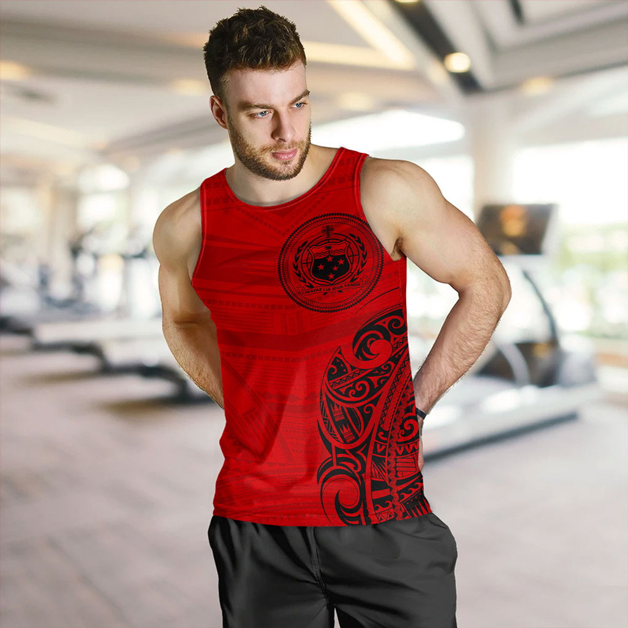 Samoa Tank Top Polynesia Tribal Pattern Coat Of Arms