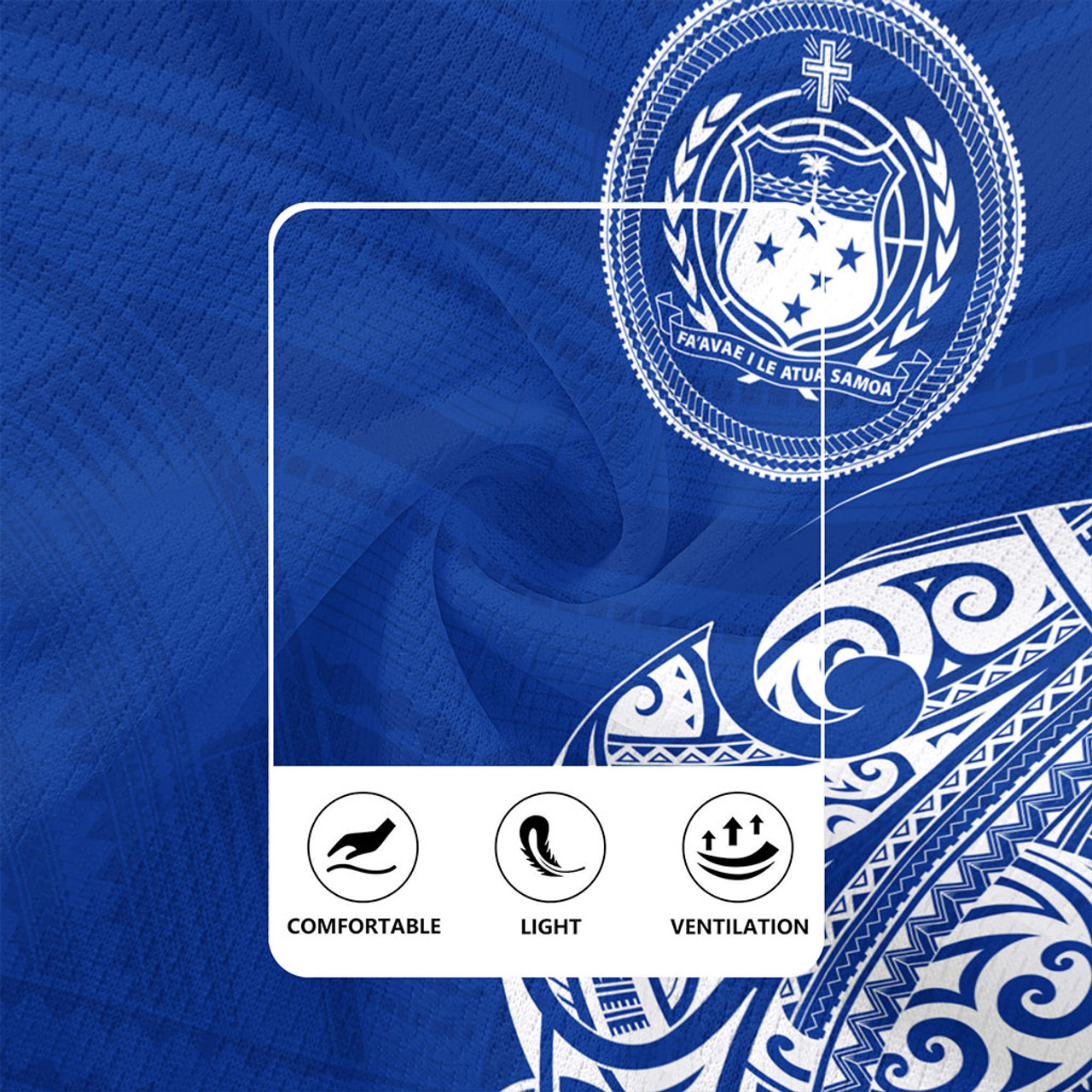 Samoa Rugby Jersey Polynesia Tribal Pattern Coat Of Arms
