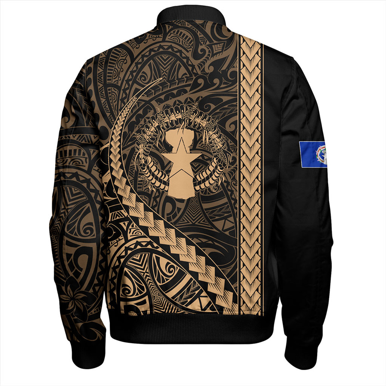 Northern Mariana Islands Bomber Jacket Coat Of Arms Polynesian Tribal Gold
