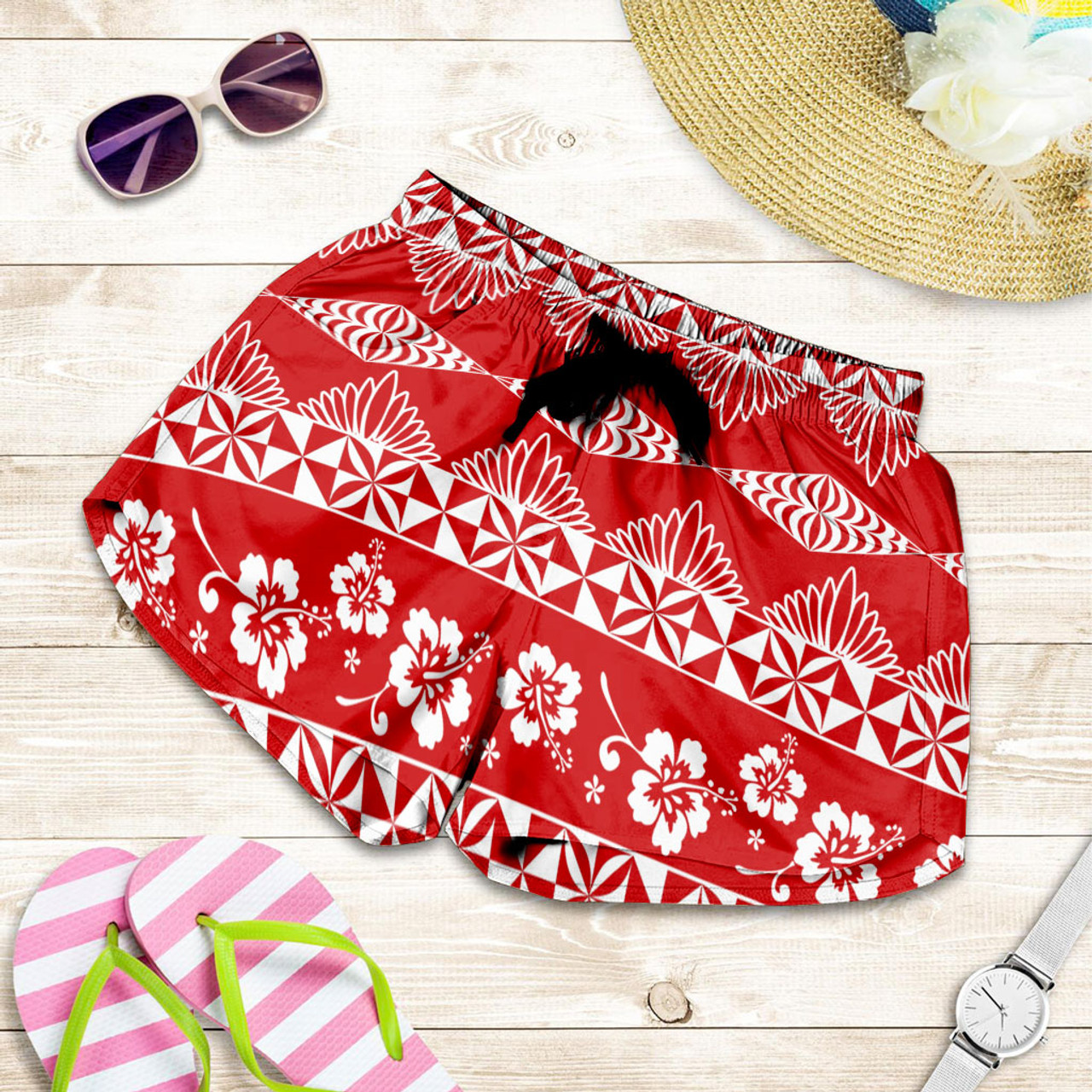 Tonga Women Shorts Ngatu Tropical Hibiscus