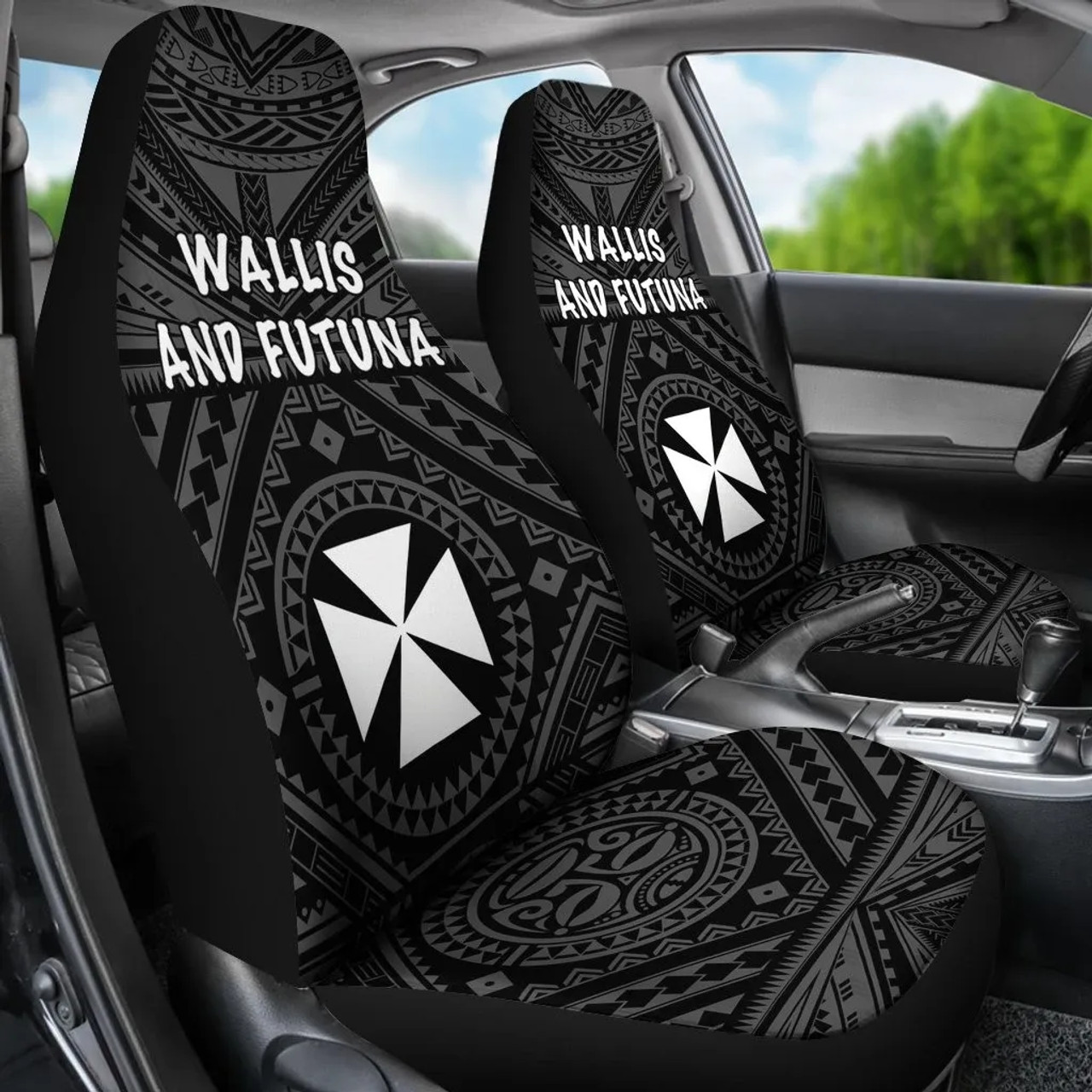 Wallis and Futuna Car Seat Covers - Wallis and Futuna Seal With Polynesian Tattoo Style