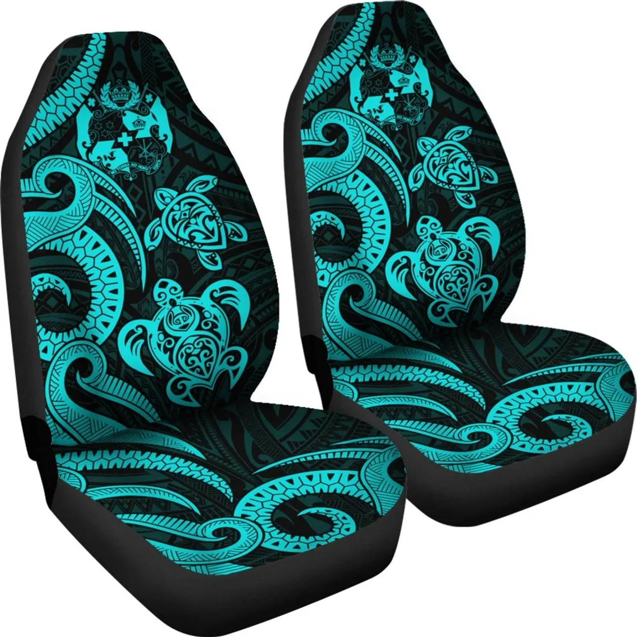 Tonga Polynesian Car Seat Covers - Turquoise Tentacle Turtle