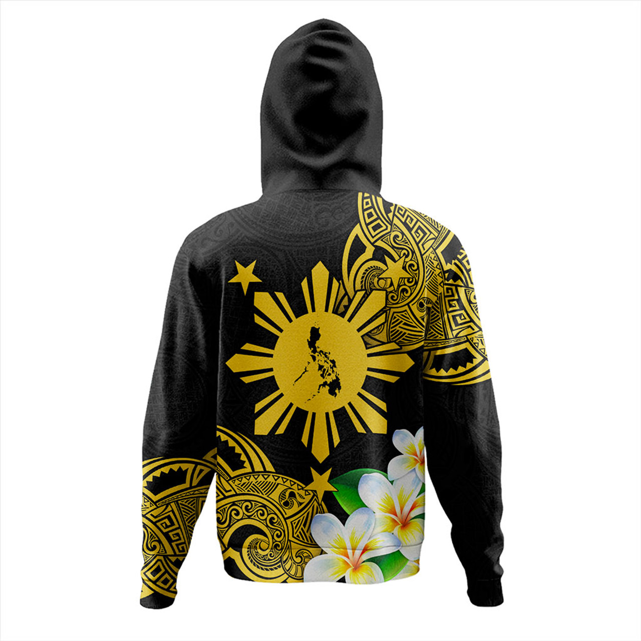 Philippines Filipinos Hoodie Custom Tribal Lapu Lapu With Plumeria Flower