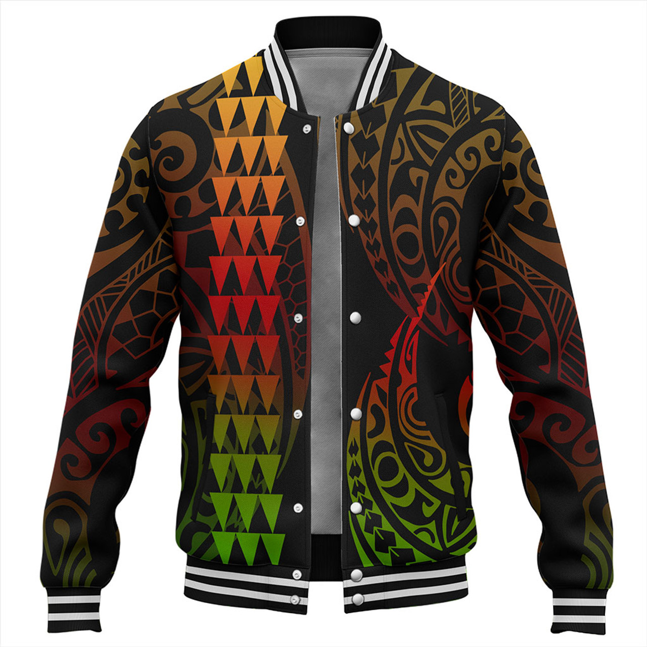 Hawaii Baseball Jacket Polynesia Kakau Style