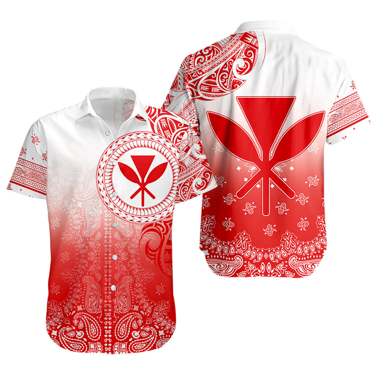Hawaii Short Sleeve Shirt Custom Kanaka Paisley Style Red