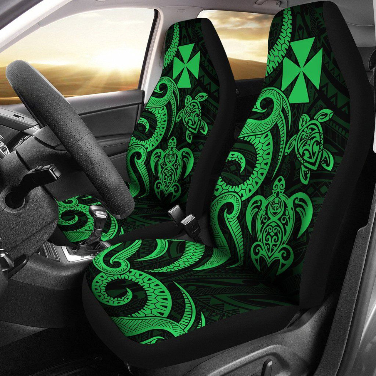 Wallis and Futuna Car Seat Covers - Green Tentacle Turtle